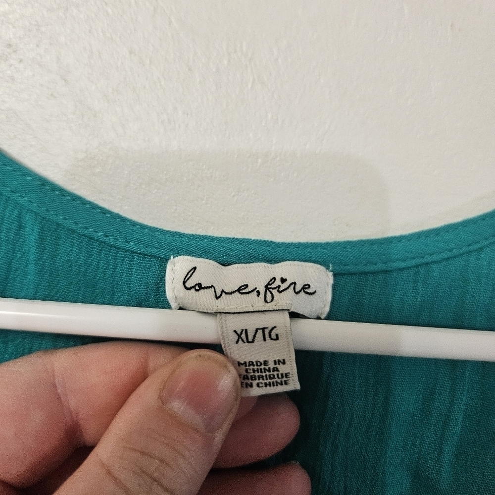Love,Fire Teal Sleeveless Front Pleat Top! - Picture 2 of 5